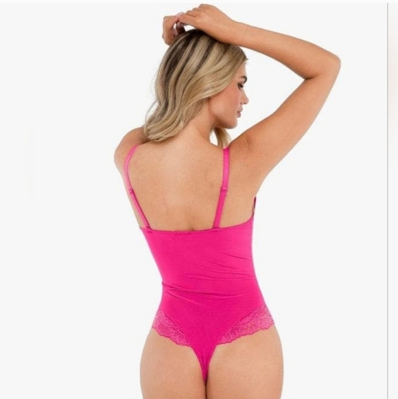 Popilush | Viral TT Hot Pink Lace Slimming Bodysuit M - Picture 2 of 8
